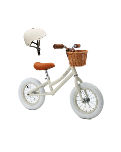 Baghera 12" Ivory White Balance Bike with Helmet