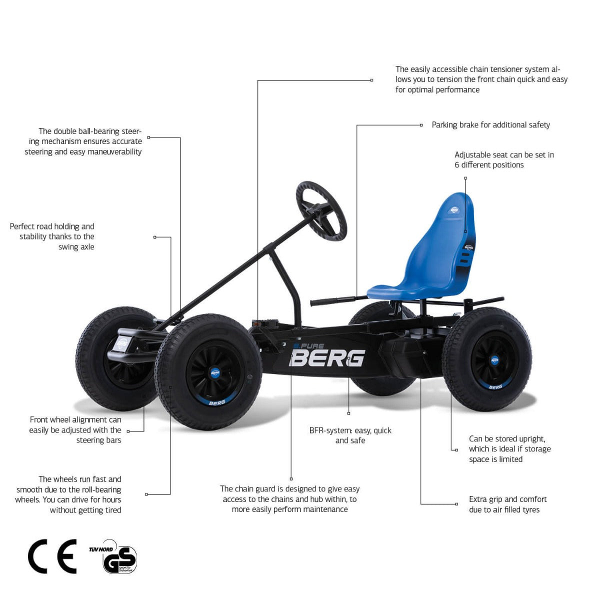 berg pedal go-kart buddy blue Berg Basic XL B.Pure Blue BFR – Tikes Bikes