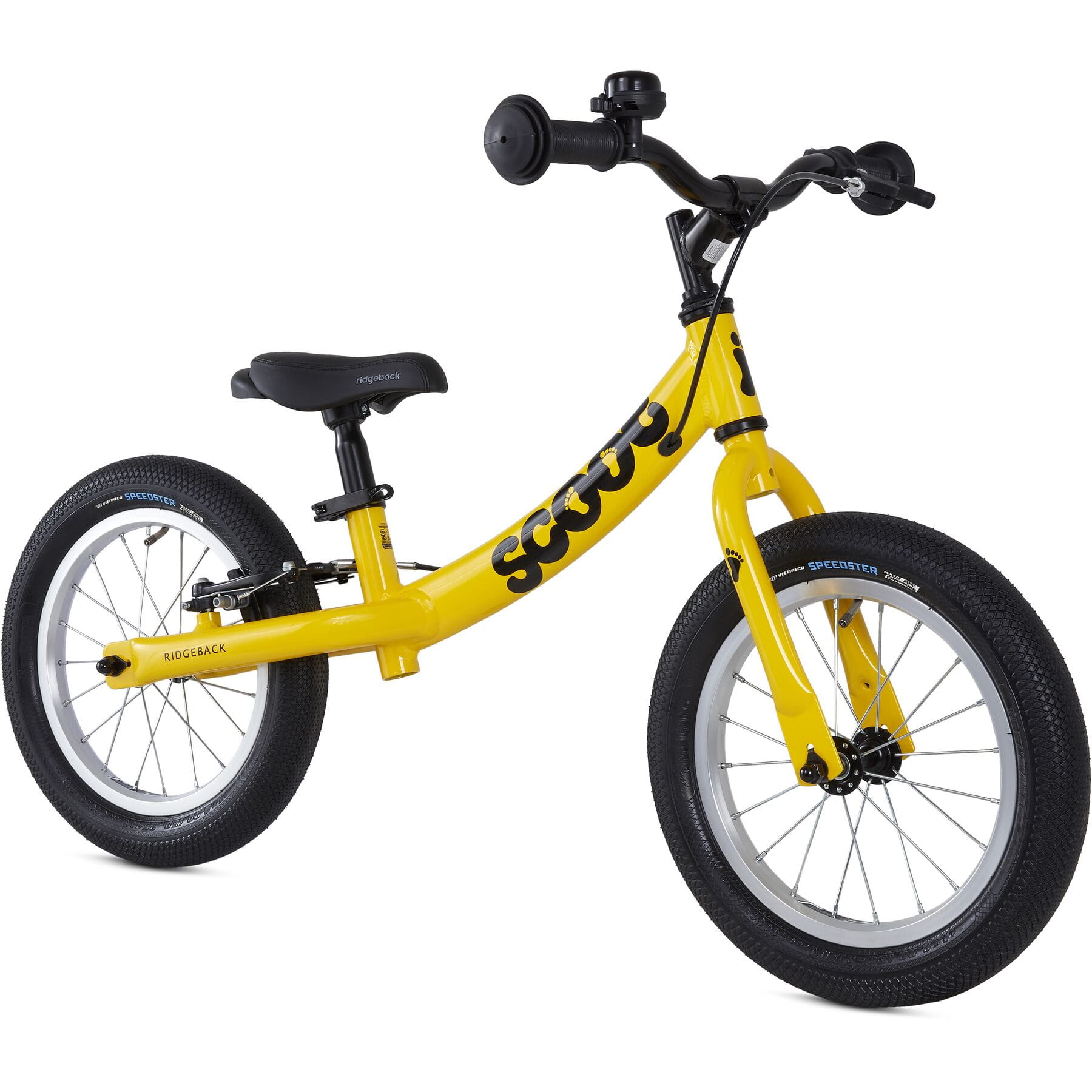 bob's bicycle scott woth yellow letters Ridgeback Scoot XL Kids Balance Bike Colours: Yellow